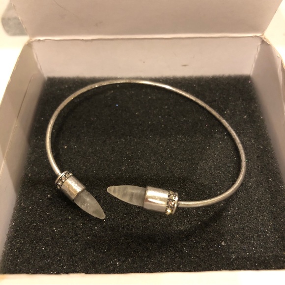 New* in Box Jade & Jasper Bracelet- silver tone with clear crystal ends - Picture 3 of 13